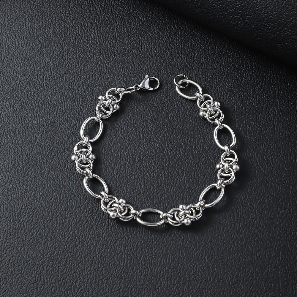 Wholesale Stainless steel bracelet wholesale men's and women's simple fashion egg-shaped handmade chain titanium steel bracelet jewelry